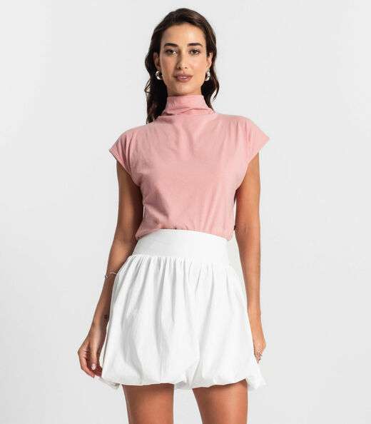 Image_Blusa Feminina Manga Curta Meia Malha KO Rosa