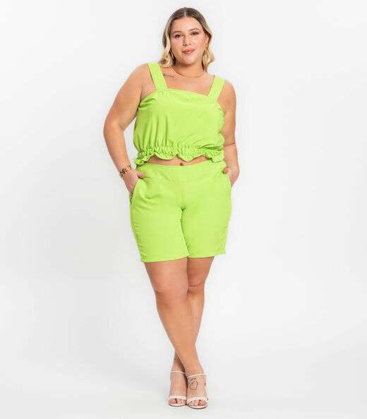 Regata Cropped Plus Size Neon Secret Glam Verde