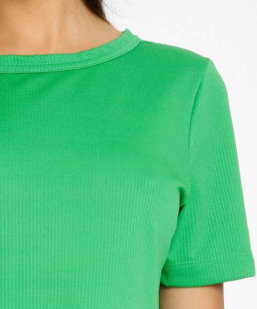 Blusa Cropped Feminina Textura Manga Curta Marisa