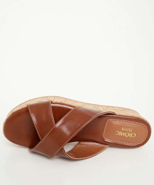 Tamanco Feminino Flatform Tiras Cromic Marrom