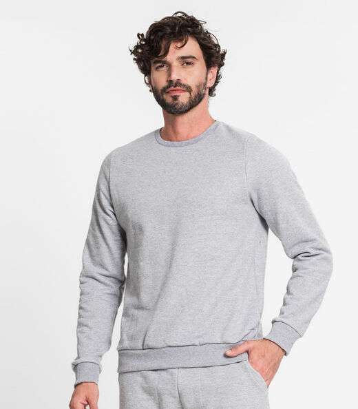 Blusão Masculino Em Moletom Rovitex Cinza