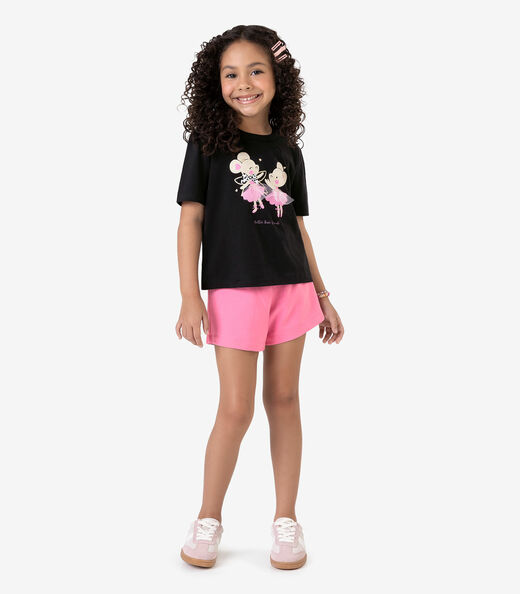 Conjunto Infantil Blusa com Shorts Rovi Kids Preto