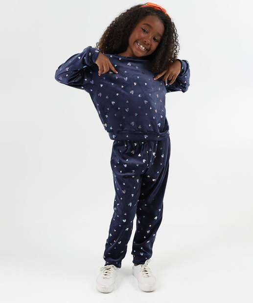 Image_Conjunto Infantil Plush Corações Foil Marisa Tam 4 a 10 Azul