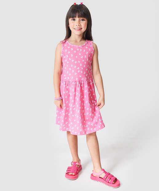 Image_Vestido Infantil Borboletas Sem Manga Rosa Marisa Tam 4 a 10