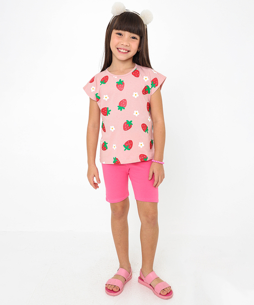 Blusa Infantil Estampa Morango Marisa Tam 4 a 10 Rosa