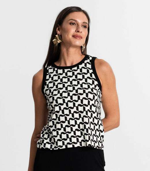 Regata Feminina Estampada Rovitex Preto