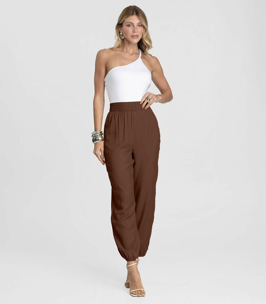 Image_Calça Feminina Aladim em Tecido Viscose Dianna Marrom