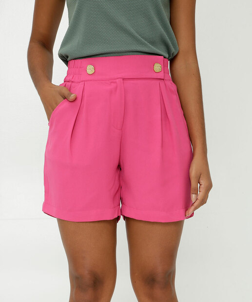 Short Cintura Alta Feminino Alfaiataria Bolsos Marisa