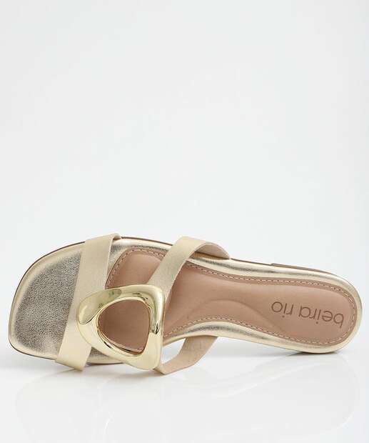 Rasteirinha Feminina Metalizada Beira Rio Dourado