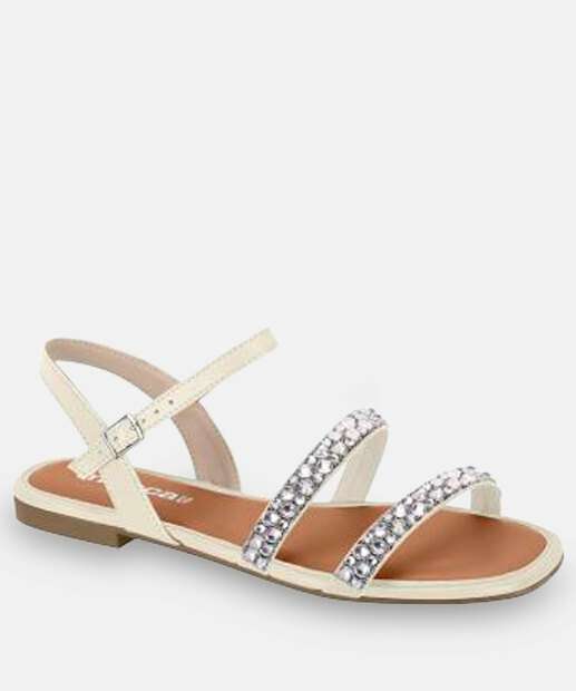 Image_Sandália Feminina Rasteira Strass Moleca Branco