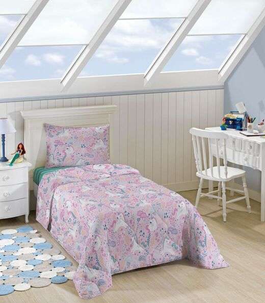 Image_Jogo de Cama Infantil 2 Peças Estampado Lepper Rosa