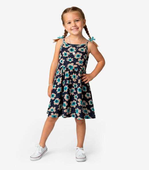 Vestido Infantil em Meia Malha Select Azul