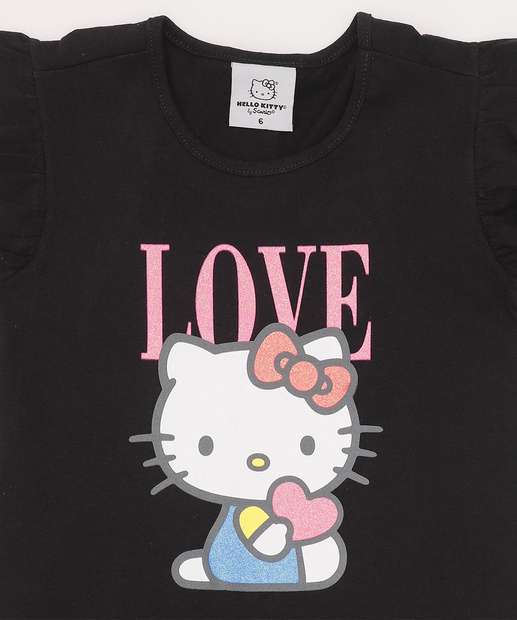 Vestido Infantil Babado Hello Kitty Sanrio Tam 4 a 10