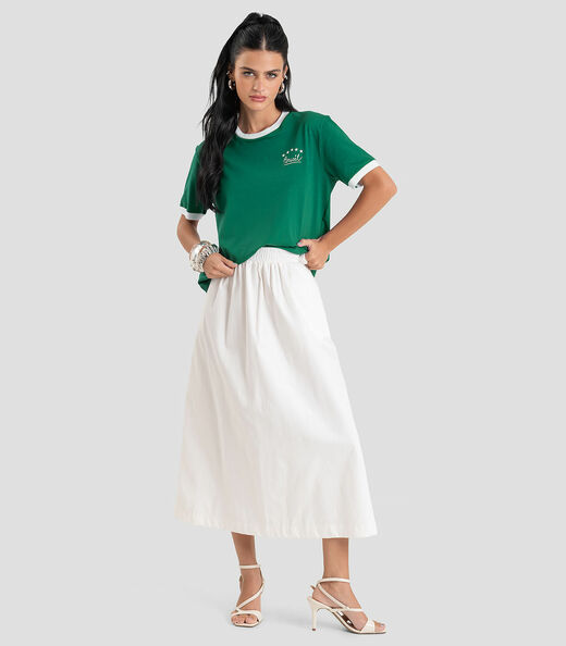 Camiseta Feminina em Meia Malha Brasil Dianna Verde