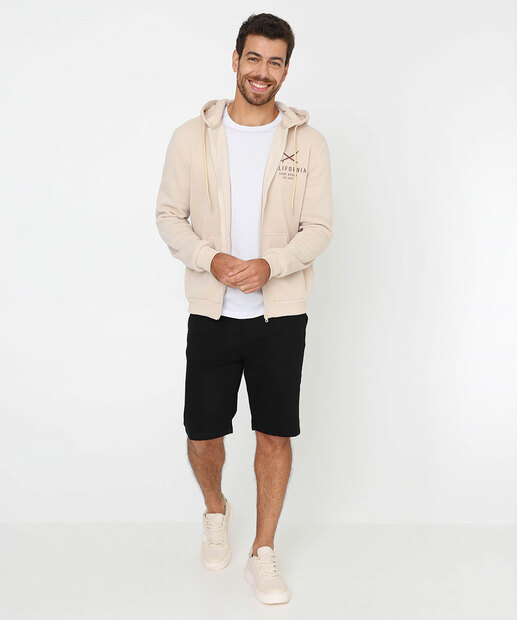 Casaco Masculino Moletom Capuz Marisa Off White