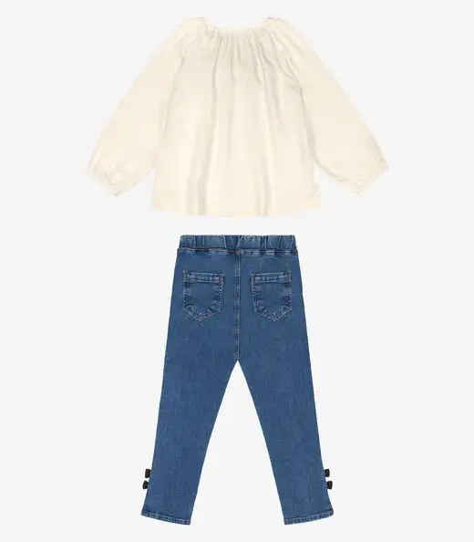 Conjunto Bata Com Calça Jeans Trick Nick Bege
