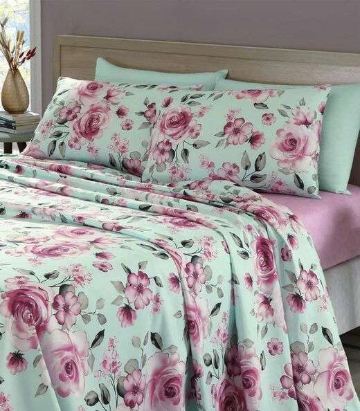 Jogo De Cama Queen Floral 200 Fios Lar E Lazer Verde