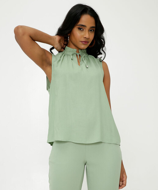 Blusa Regata Feminina Gola Alta Vazada Marisa