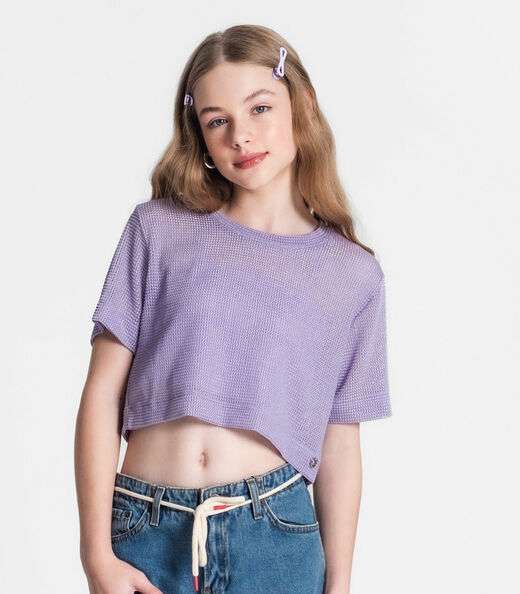 Blusa Juvenil Feminina Com Sobreposição Minty Roxo