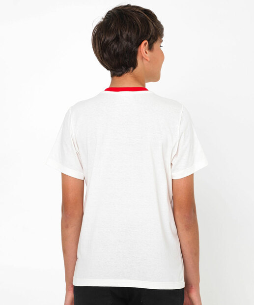 Camiseta Juvenil Bordado MR Tam 10 a 16 Off White