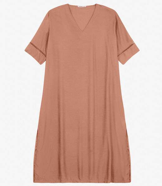 Vestido Manga Curta em Viscose Secret Glam Marrom