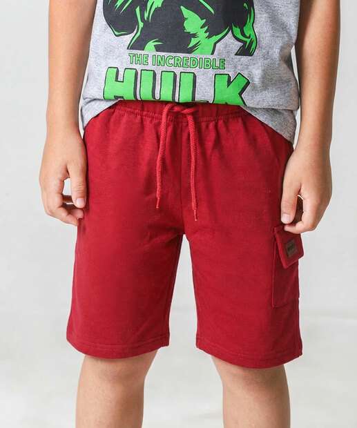 Bermuda Infantil Moletom Cargo Marisa Tam 4 a 10 Vermelho