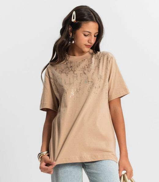 T - Shirt Juvenil Feminina Minty Marrom