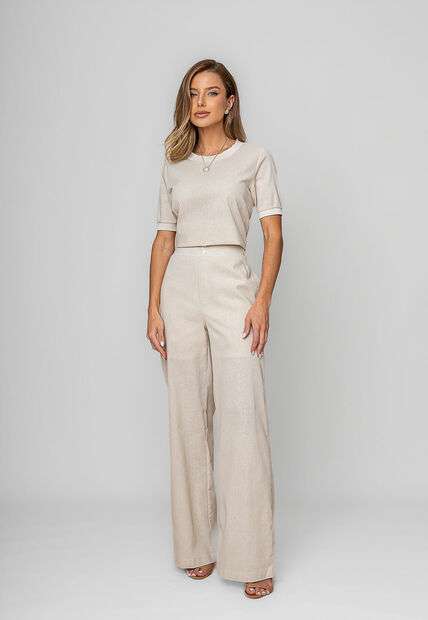 Calça Reta Lisa Alfaiataria Marfim Salvatore