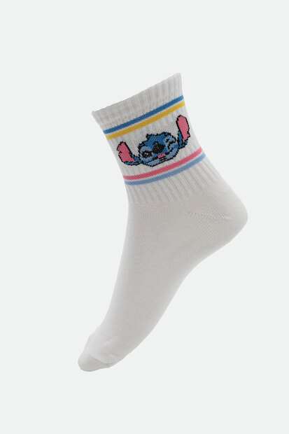 Kit 2 Pares Meias Soquete Feminina Stitch Disney Rosa