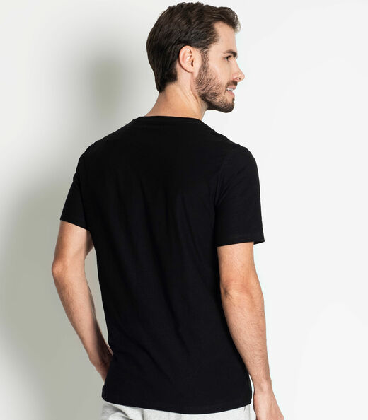 Camiseta Masculina Básica Gola V Rovitex Preto