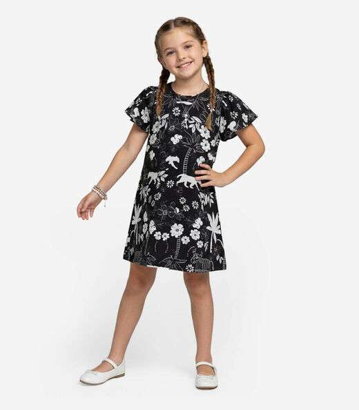 Image_Vestido Infantil Feminino Estampado Select Preto