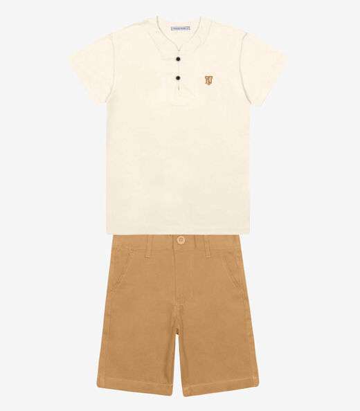 Image_Conjunto Infantil Camiseta Com Bermuda Trick Nick Bege