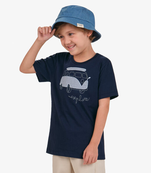Camiseta Menino em Meia Malha Trick Nick Azul