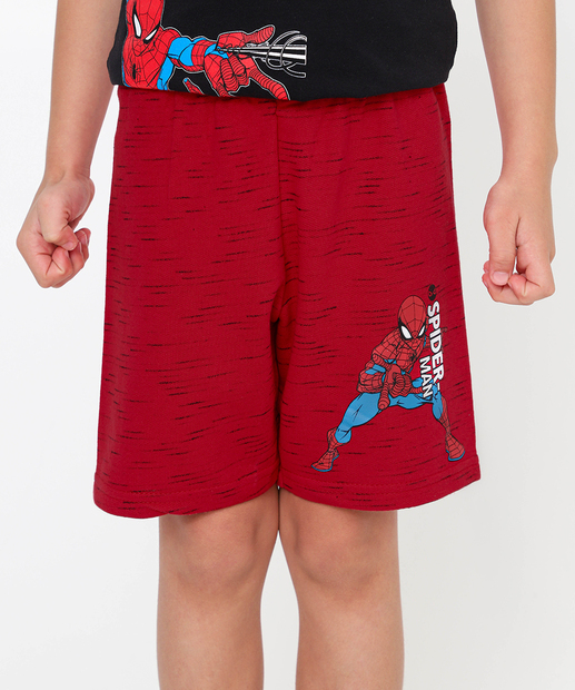 Bermuda Infantil Moletinho Spider Tam 4 a 10 Vermelho