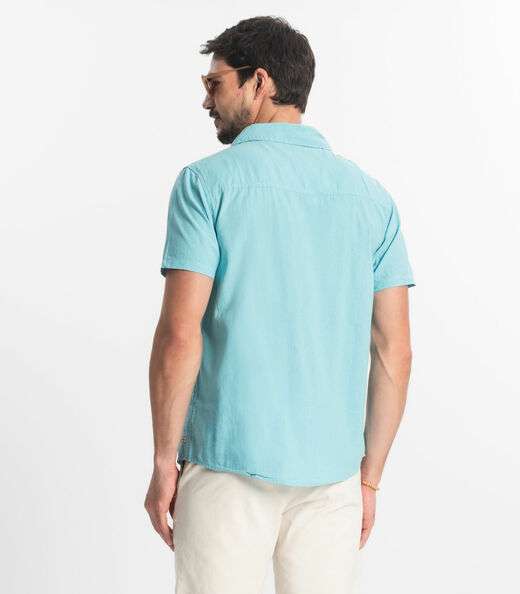 Camisa Masculina Em Tricoline Diametro Azul