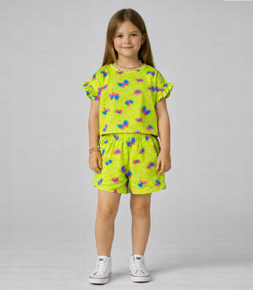 Conjunto Infantil Menina Com Babado Select Verde
