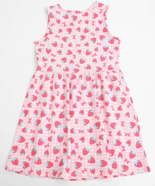 Vestido Infantil Estampa Morangos Marisa Tam 1 a 3 Rosa