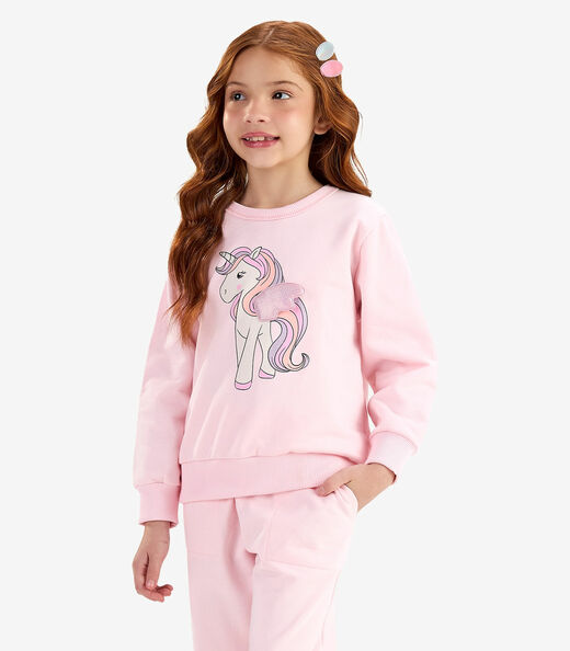 Conjunto Blusão com Calça Rovi Kids Moletom Rosa