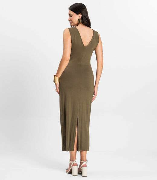 Vestido Midi em Molecotton de Viscose Rovitex Verde