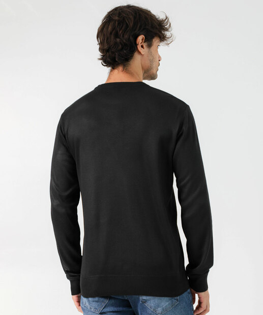 Suéter Masculino Tricô Recortes Marisa Preto