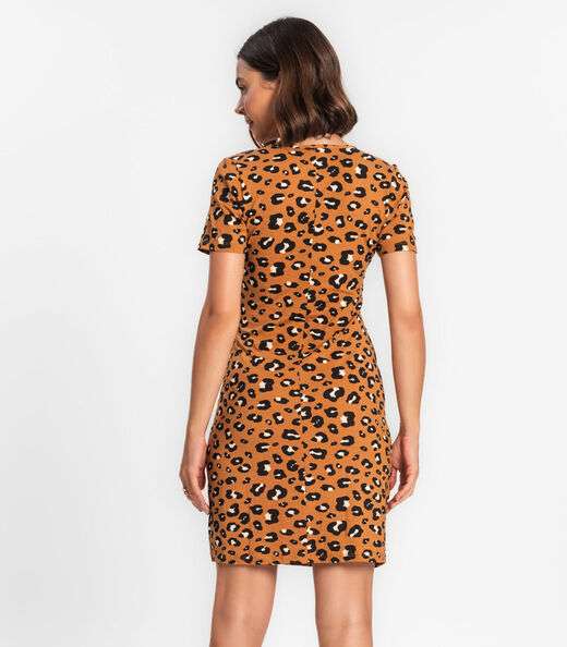 Vestido Feminino Em Viscotorcion Rovitex Marrom