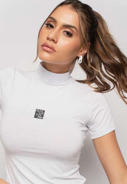 Image_Blusa Esportiva Gola Alta Manga Curta Malha Branca Salvatore