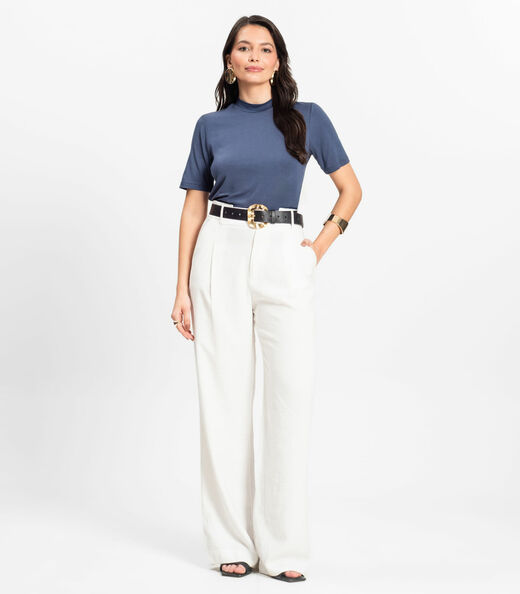 Blusa Feminina Básica em Malha Visco Rovitex Azul