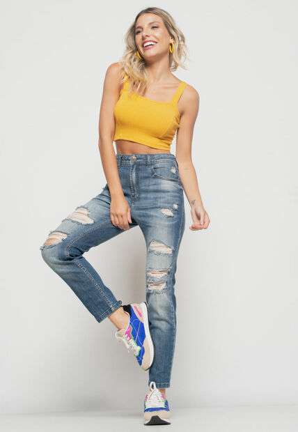 Cropped  Top Faixa Comfy Malha Canelada Mostarda Salvatore Fashion