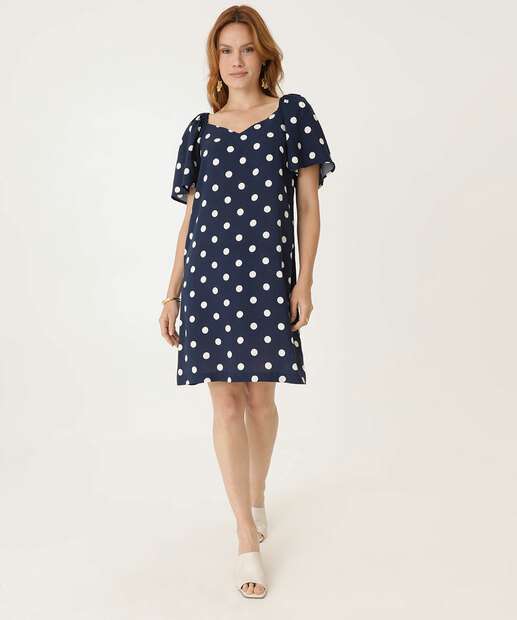 Image_Vestido Feminino Curto Manga Borboleta Poá Marisa