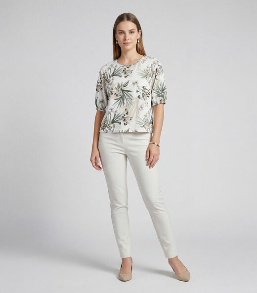 Blusa Feminina Manga Com Volume Punho Infinita Cor Bege