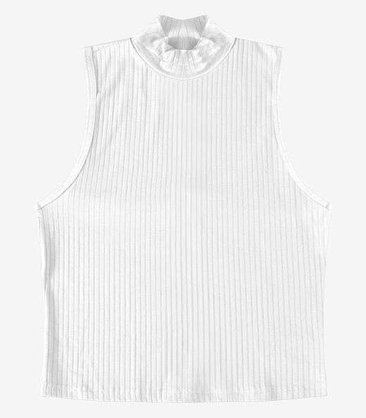 Regata Feminina Ribana Canelada Infinita Cor Branco