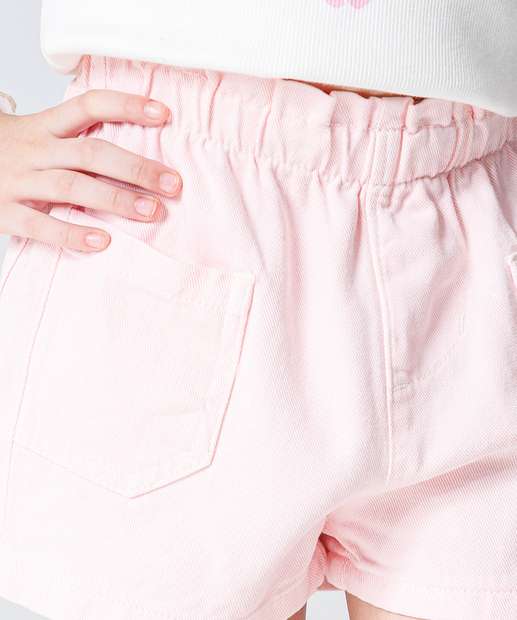 Short Infantil Sarja Clochard Bolsos Tam 4 a 10 Rosa