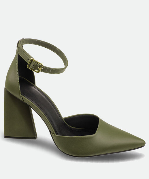 Scarpin Feminino Bico Fino Salto Grosso Bebecê 