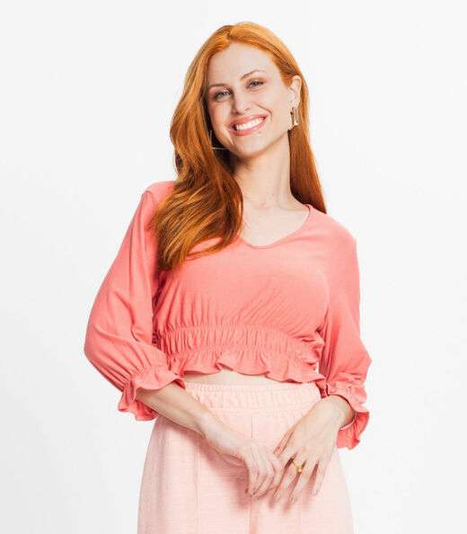 Image_Blusa Feminina Manga 3/4 Rovitex Laranja